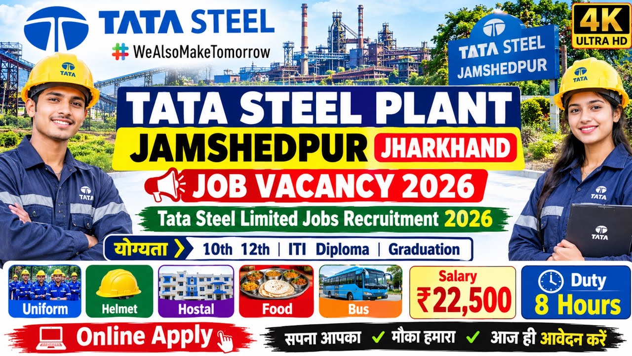 TATA STEEL PLANT JAMSHEDPUR JHARKHAND JOB VACANCY 2026 | Tata Steel Limited Jobs Recruitment 2026