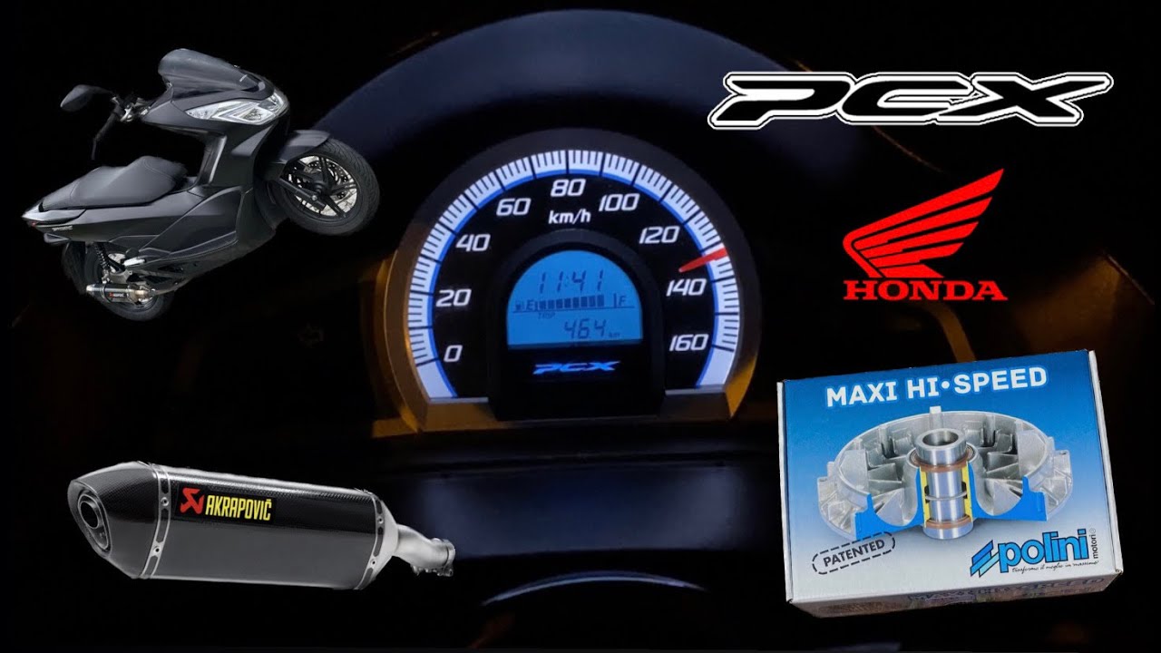 Honda PCX 125 Polini Maxi Hi Speed, V-MAX, acceleration0-100 km/h, Akrapovic Sound