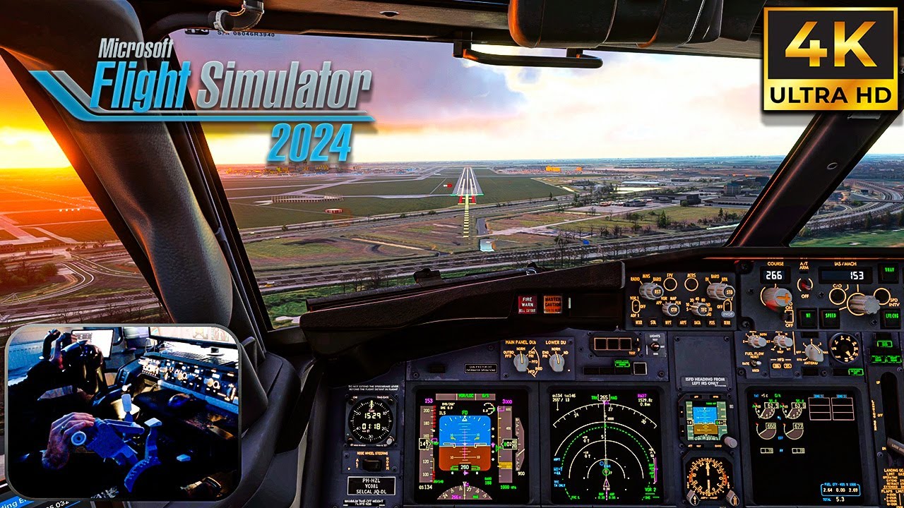 MSFS 2024 | PMDG 737-800 Salzburg to Amsterdam (EHAM) | Full Flight & Golden Hour Landing | 4K