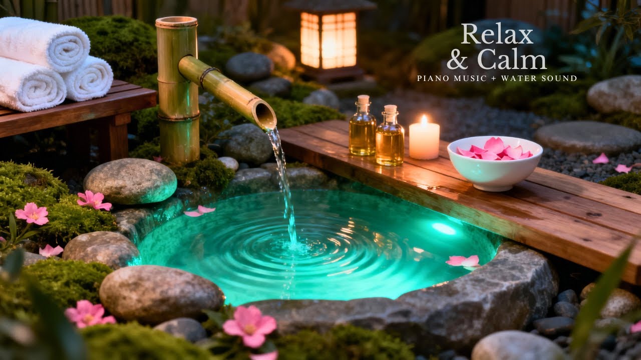 Relaxing Sleep Music with Bamboo Water Sound🌿Insomnia Relief,Calm Anxiety,Stress Relief & Meditation