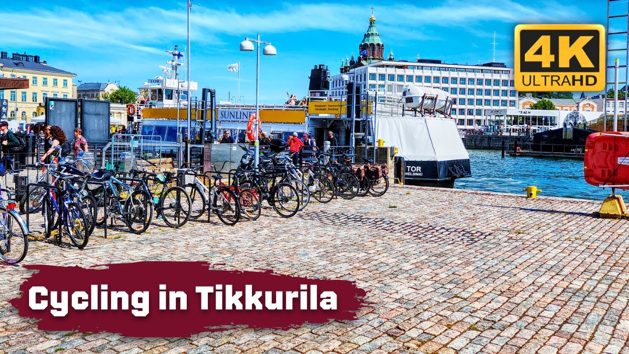 На велосипеде по Тиккуриле, Вантаа (Хельсинки) 🇫🇮 Город пенсионеров 🚴 4K Велотур по Финляндии