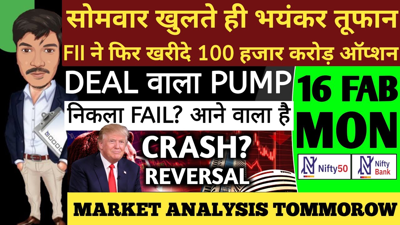 MONDAY 16 FEB 2026 | GAP UP OR GAP DOWN | NIFTY PREDICTION FOR TOMORROW BANKNIFTY ANALYSIS MARKET