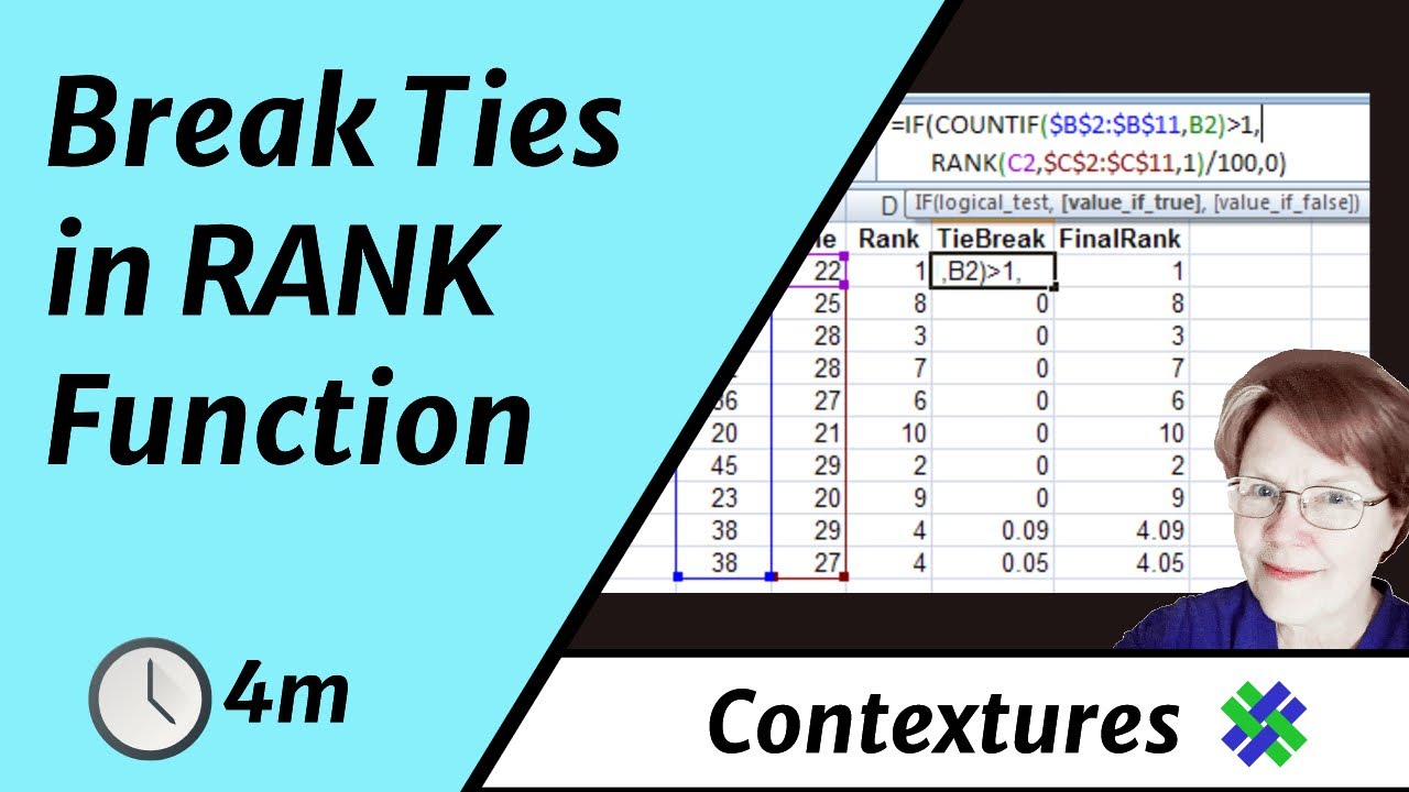 Break Ties With the Excel RANK Function