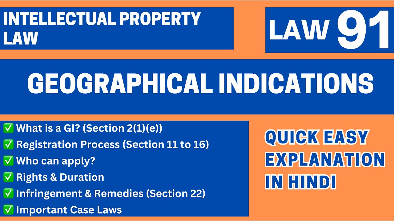 Geographical Indication (GI) Act 1999 | Registration, Rights & Cases | IPR | LAW91 LLB BALLB UGCNET