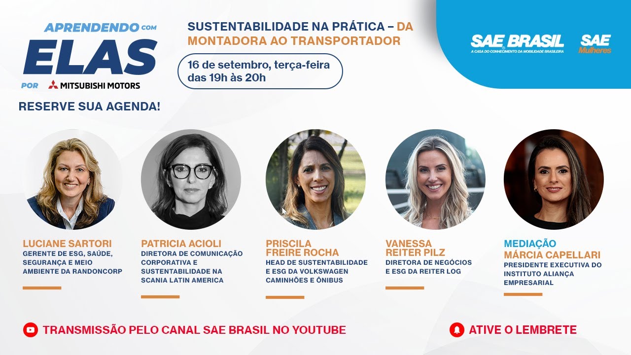 Mobilidade sustentável em foco: live Aprendendo com Elas, por Mitsubishi Motors
