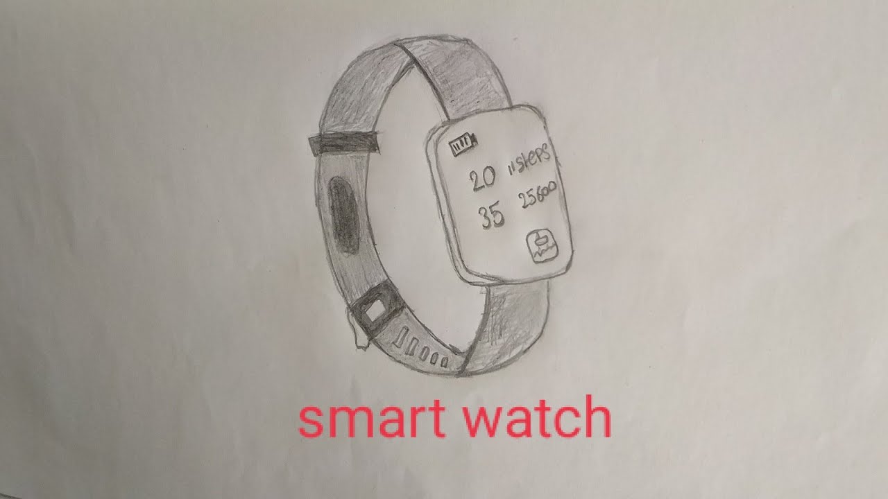 How to draw a smart watch with pencil !! step by step tutorial !!