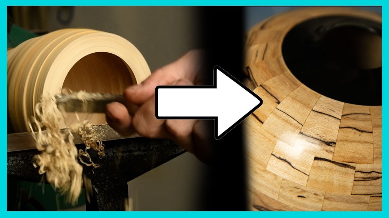 Vase From Pieces of Spalted Maple and Ebony | Woodturning
