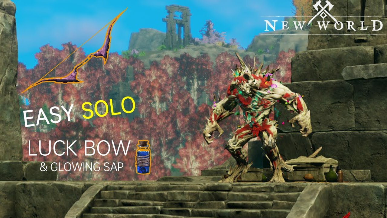 New world easy solo boss baines luck bow and Glowing Sap, come get you rich gold &luck farm