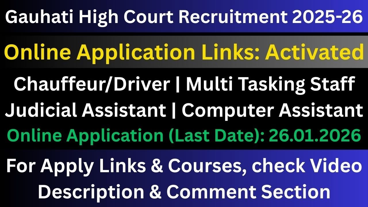 Gauhati High Court Recruitment 2025-26: Online Application
