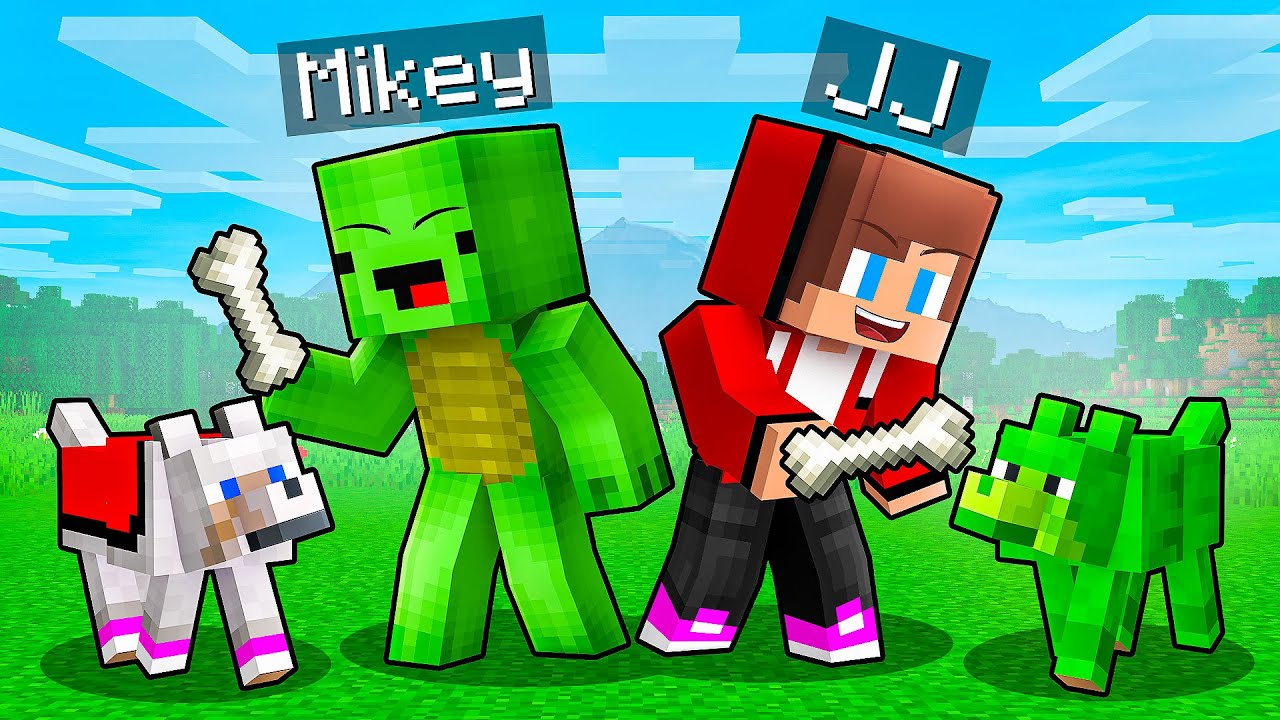 JJ and Mikey Tamed Thier DOGS in Minecraft - Maizen