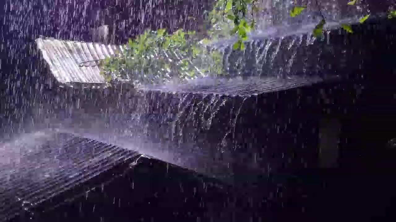Instant Stress Relief 🌧️ Night Rainstorm on Tin Roof