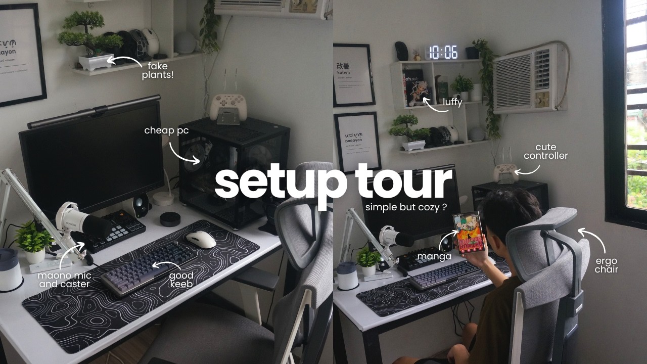 small gaming setup tour ☁️ | my peripherals & stuff (simple yet cozy)