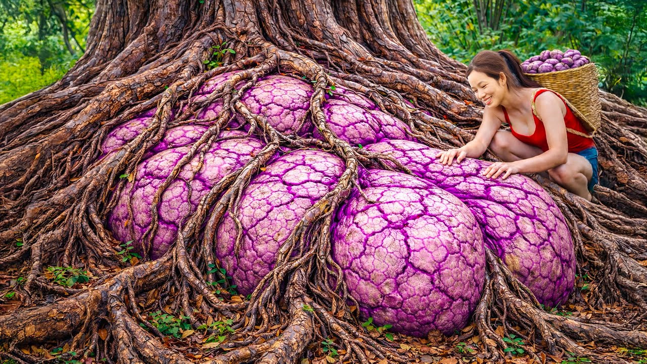 Harvesting a Giant Purple Yam Under an Ancient Tree | Curious Visitors, Sold Out Fast