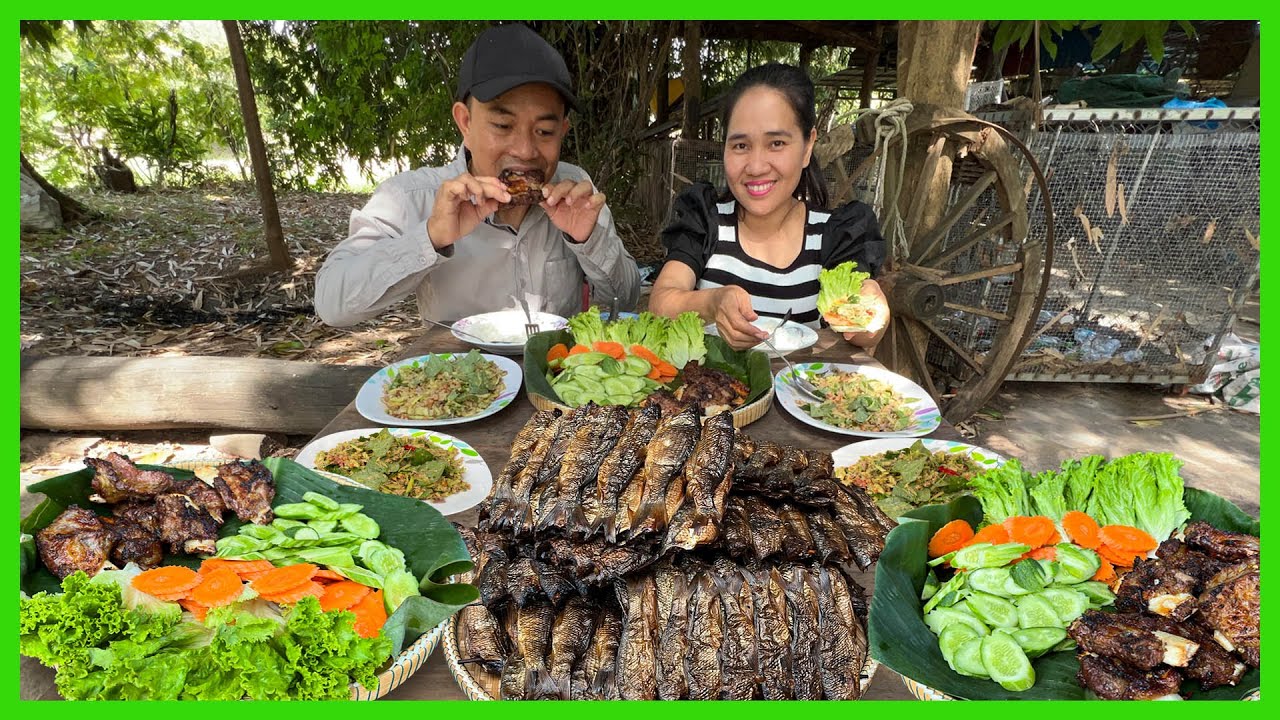 បុកម្កាក់ត្រីឆ្អើ! Spicy Roast Beef Ribs- Buy Smoke Fish-បេះផ្លែម្កាក់​ក្នុងចំការ-