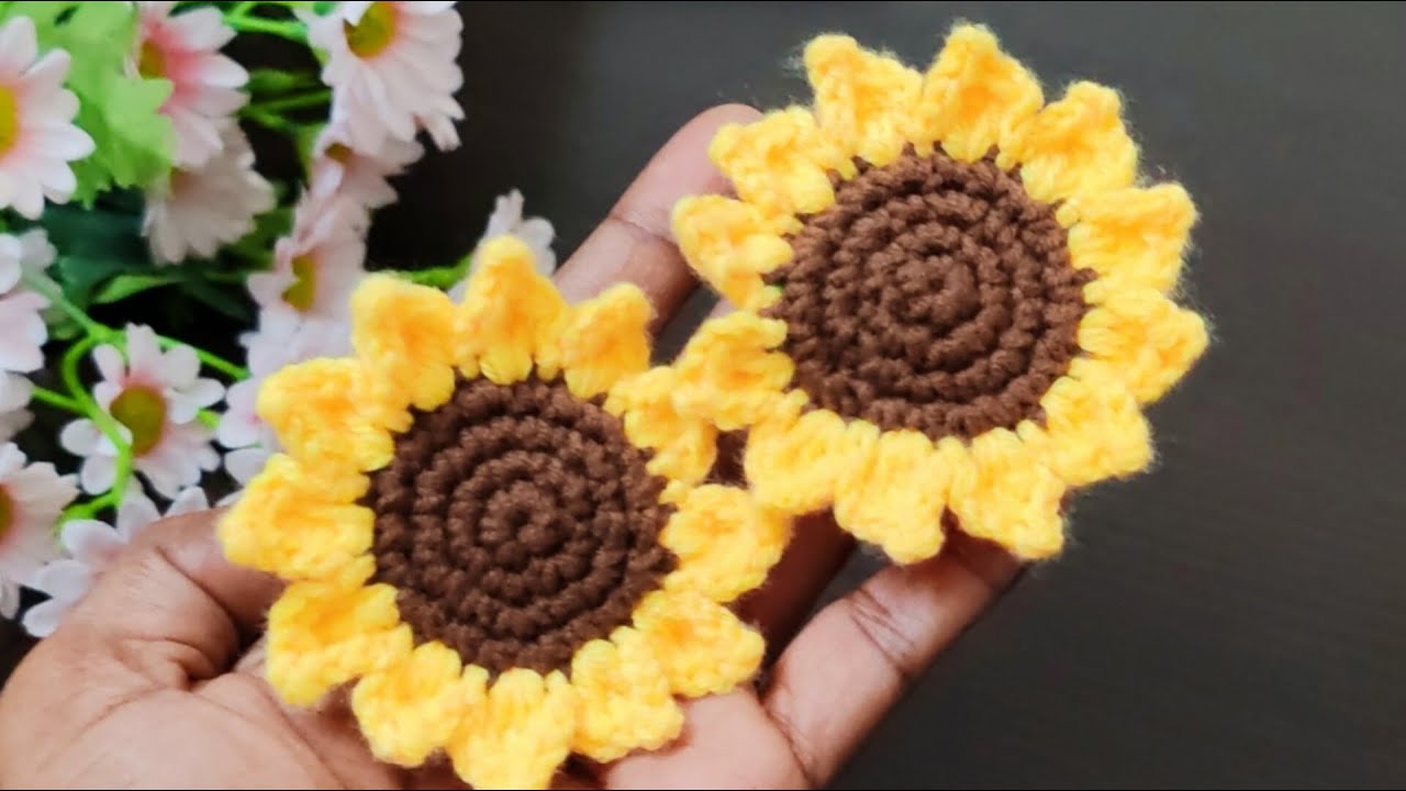 Beautiful Crochet Sunflower Hair Tie l Crochet Hair Accesssories