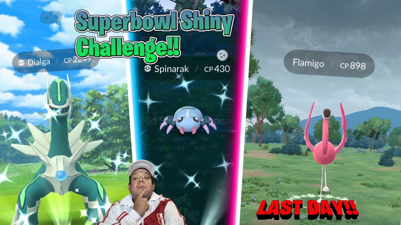 SUPERBOWL SHINY CHALLENGE IN POKEMON GO! Shiny Dialga Raids / Last Day of Flamigo Event! #pokemongo