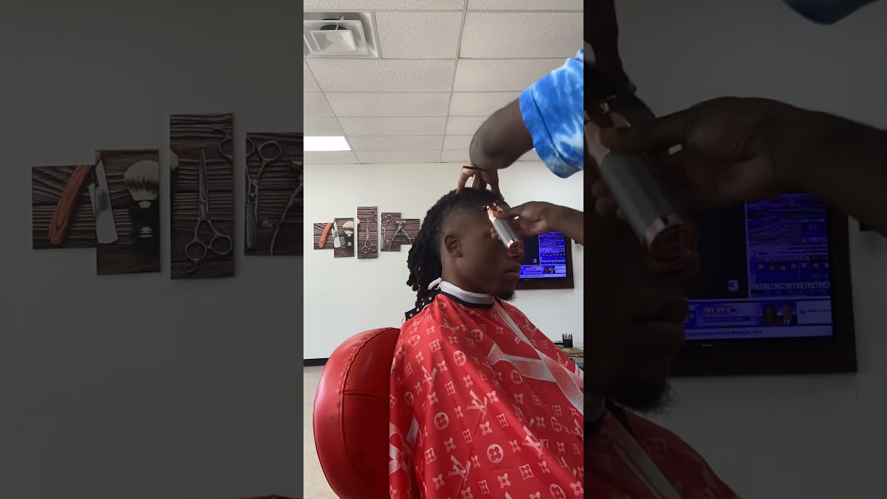 Drop fade w/ dreadlocks all natural, razor line 