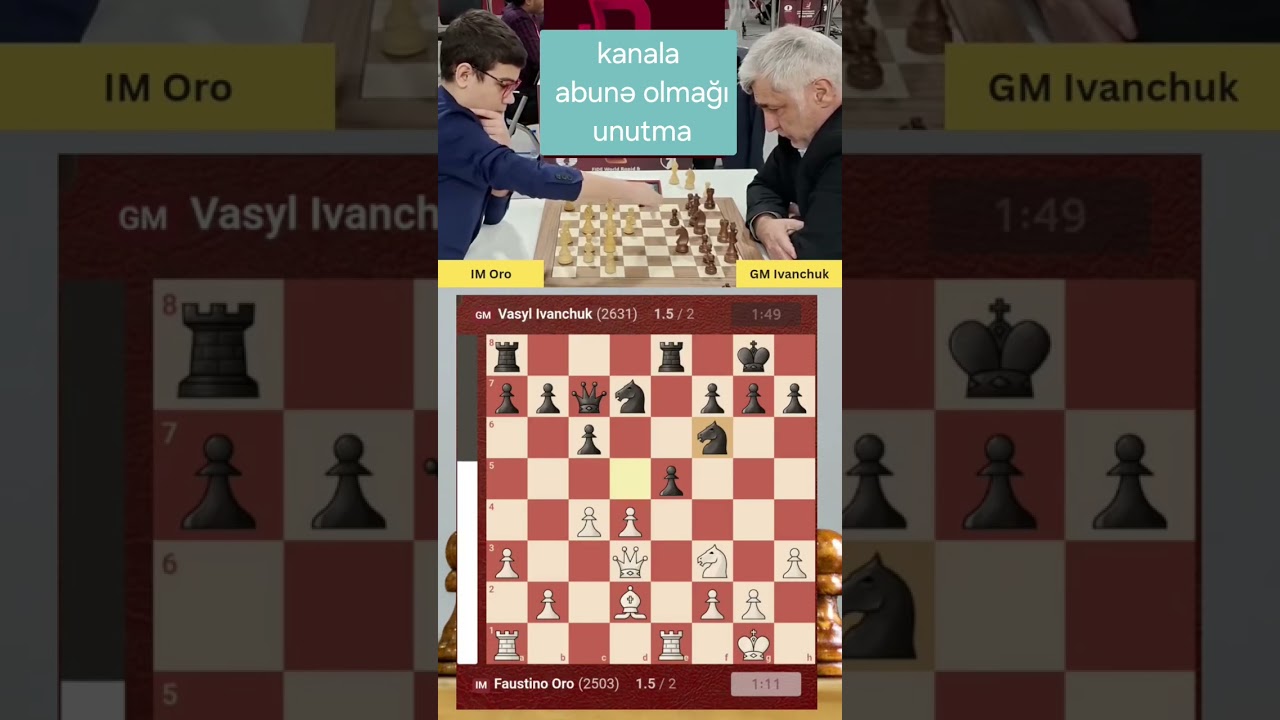 Gənc isdedadlı şahmatçı canlı əfsanəyə qarşı.#chess #şahmat #chessmaster #satranç #chessgame 
