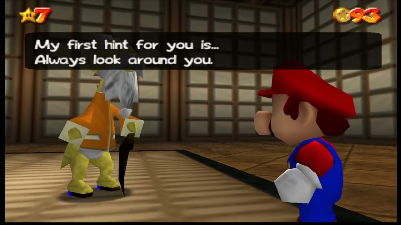 Old man teaches Mario how to fight
