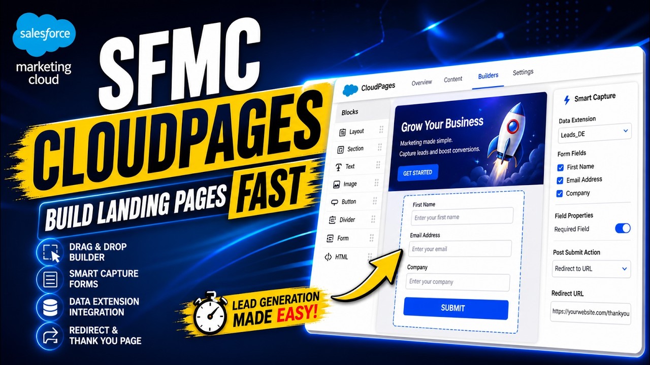 Salesforce Marketing Cloud CloudPages Tutorial | Landing Pages + Smart Capture Forms (Step-by-Step)