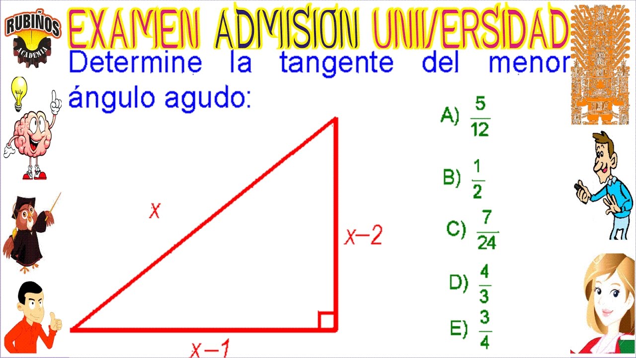 EXAMEN VILLARREAL RAZÓN TRIGONOMÉTRICA PITAGORAS PROBLEMA RESUELTO SOLUCIONARIO ADMISIÓN UNIVERSIDAD
