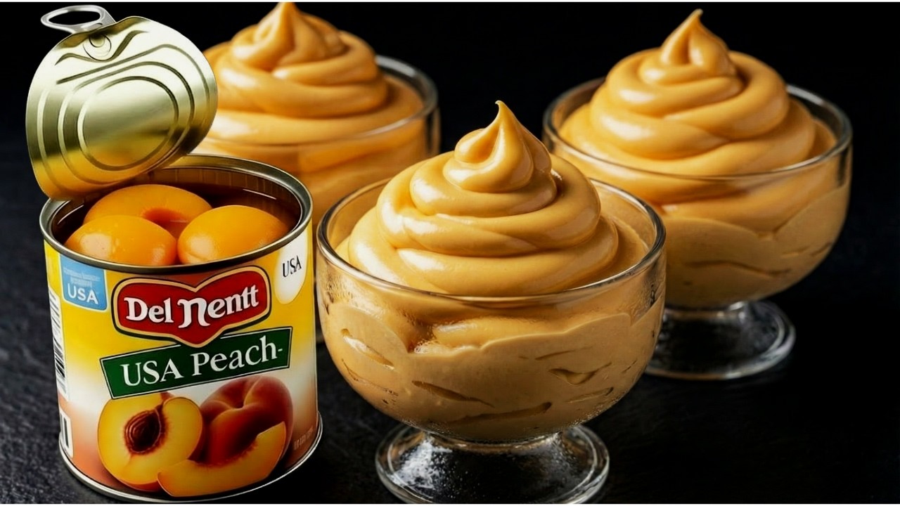 DIE BERÜHMTE Pfirsichmousse! Das beste 5-Minuten-italienische Dessert, das ich je gegessen habe!