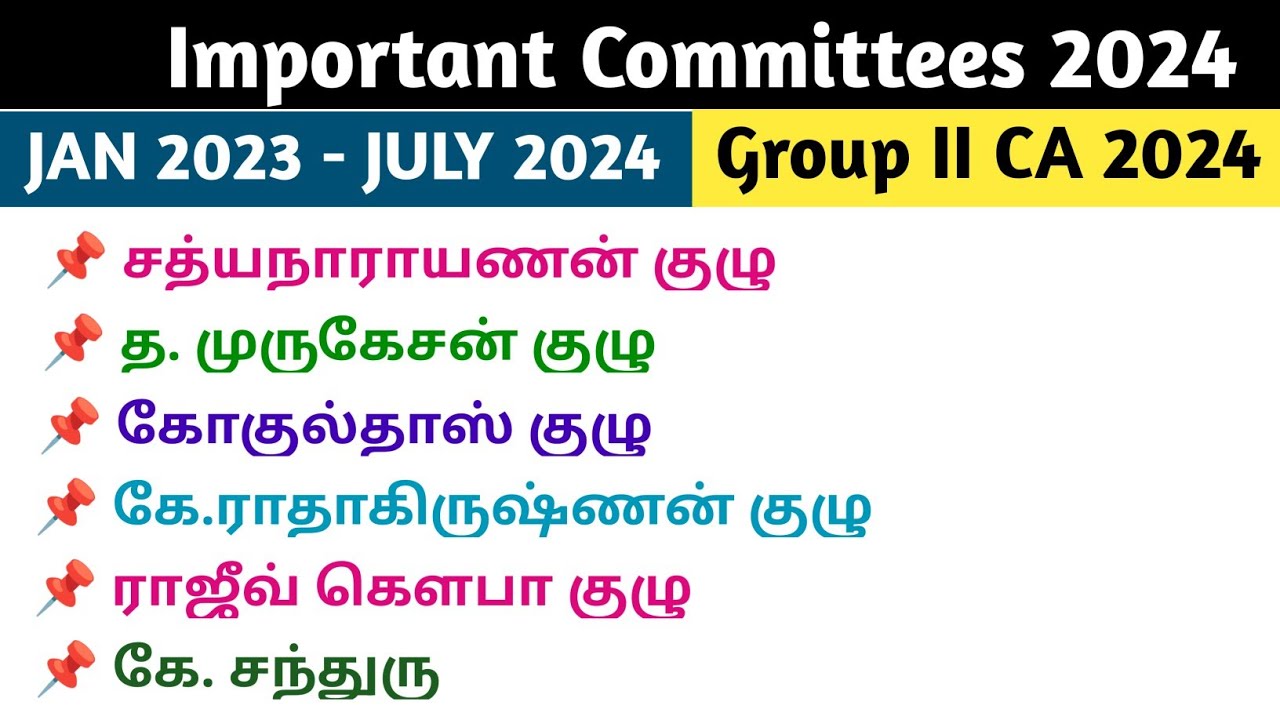 முக்கிய குழுக்கள் & ஆணையங்கள் | Important Committees & Commissions | Group II Current Affairs 2024