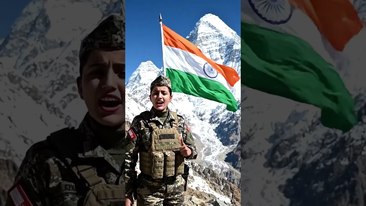 🇮🇳 INDIAN ARMY GIRL | Tiranga Lehraya on the mountains of Kashmir ❤️ | Indian Flag💗