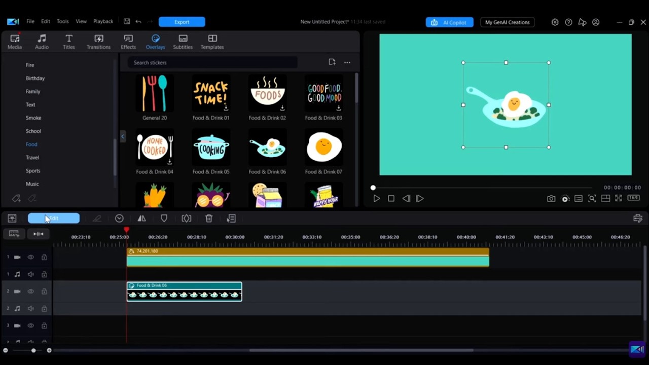 Основы 40 Как настроить стикеры: размер, скорость и анимацию PowerDirector 24