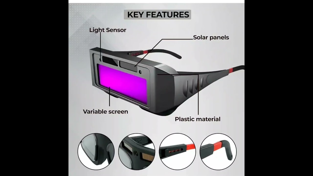 Auto Darkening Welding Goggles - Pack of 1 | PC & ABS Material | Adjustable Wearing Design |