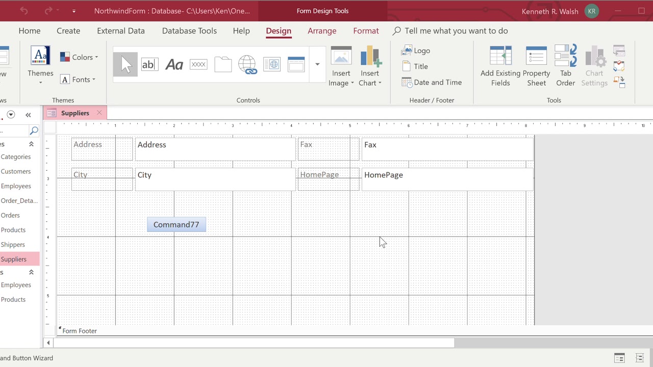 Create a Button on an Access Form