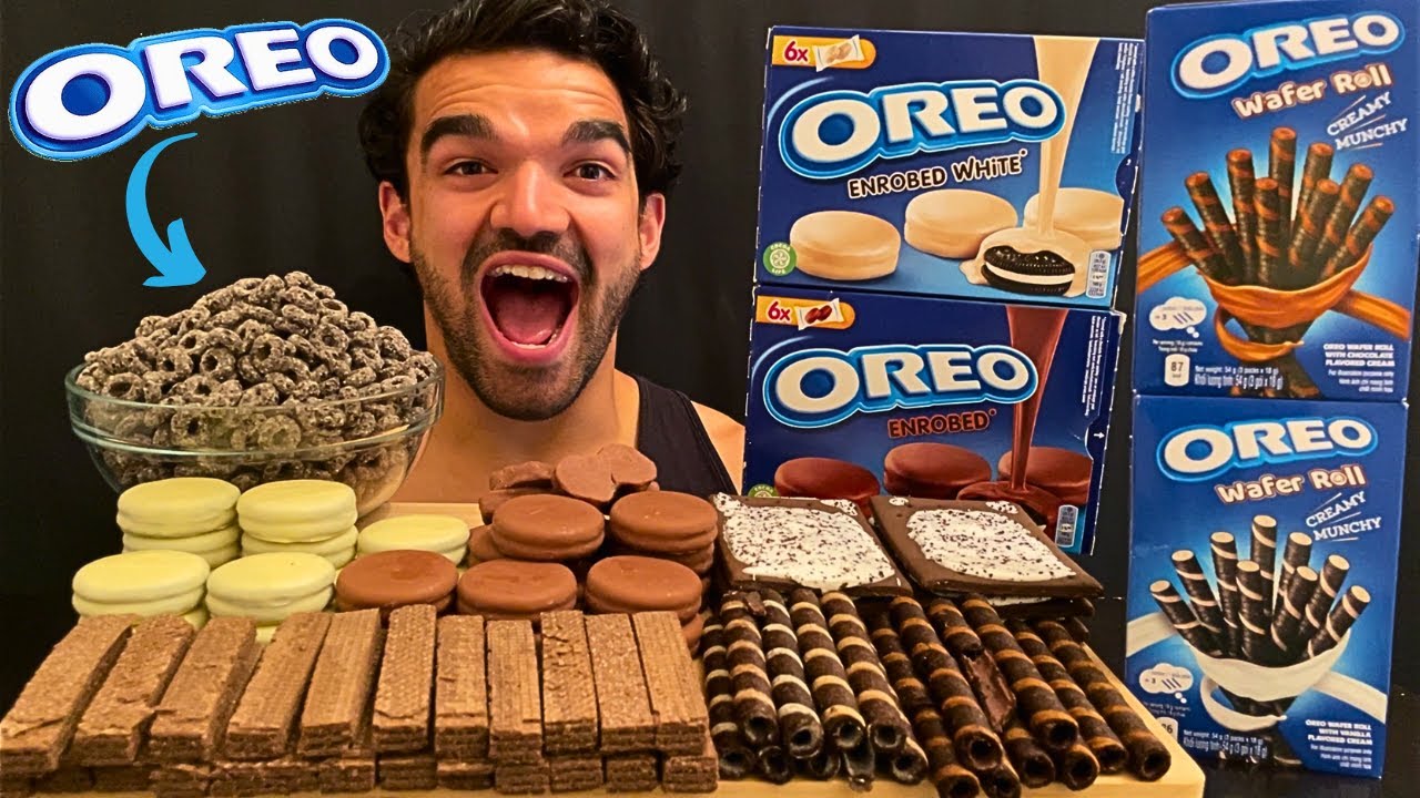 ASMR MUKBANG OREO CHOCOLATE, OREO WHITE CHOCOLATE, OREO CEREAL, OREO ROLLS,  OREO POP-TARTS