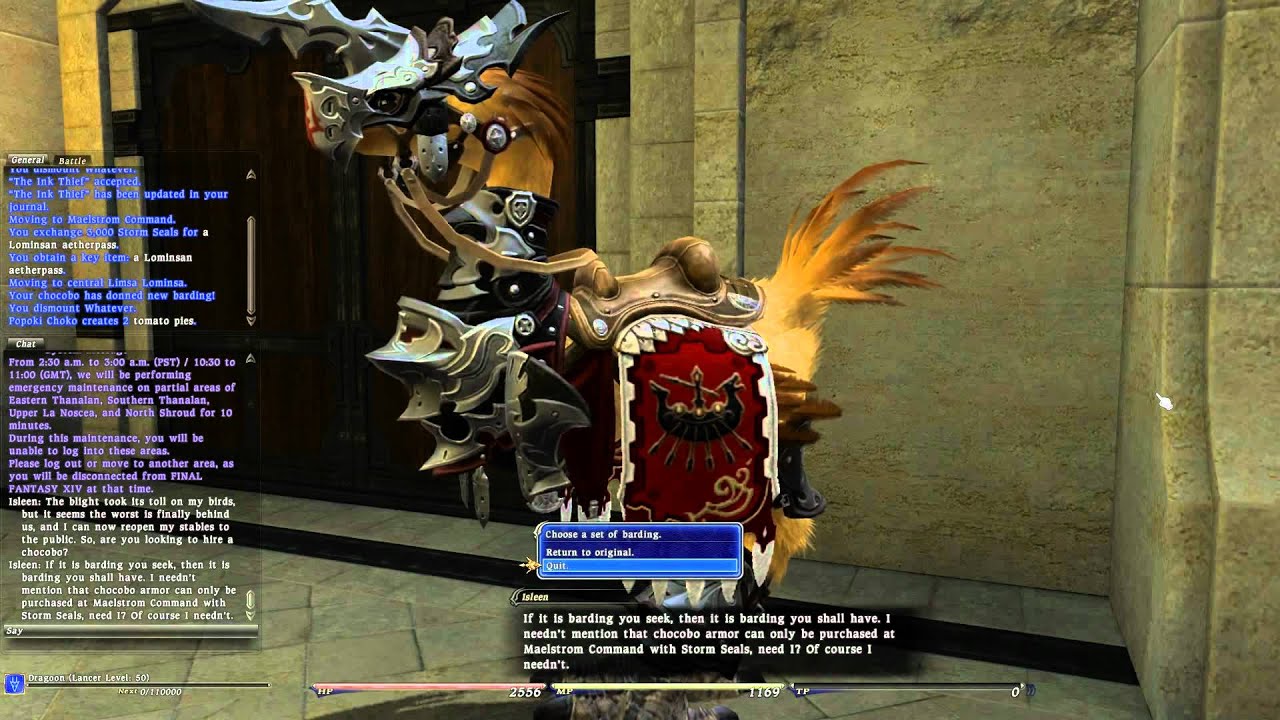 [OUTDATED: PRE 2.0 RELEASE] Final Fantasy XIV - Chocobo Barding (Limsa Lominsa GC - patch 1.21)