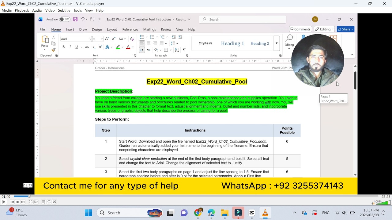 Exp22_Word_Ch02_Cumulative_Pool | Word Chapter 2 Cumulative - Pool | Assessment - Space (Pc And Mac)
