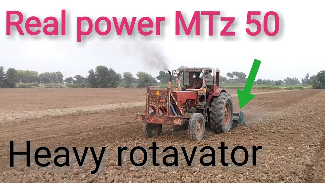 Real power MTz 50 Tractor | 54 cutter longest rotavator | power of Belarus tractor