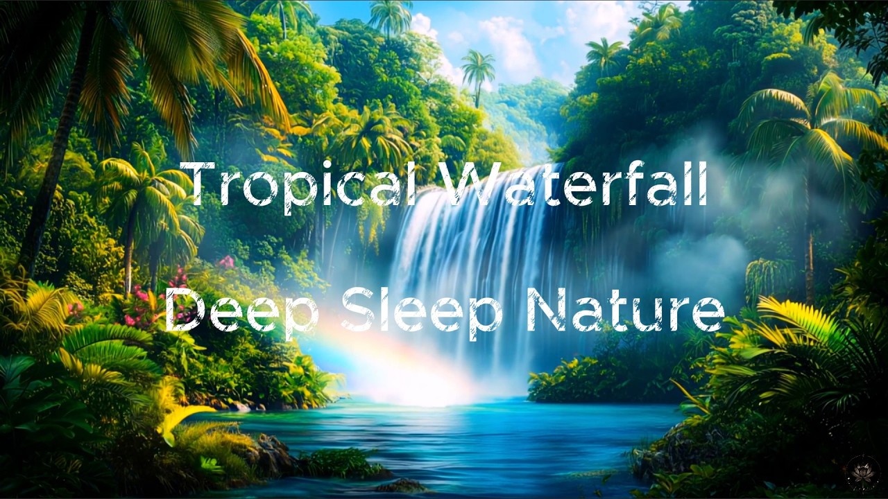 Sunny Jungle Waterfall 🌴 Water Sounds & Birds for Deep Relaxation