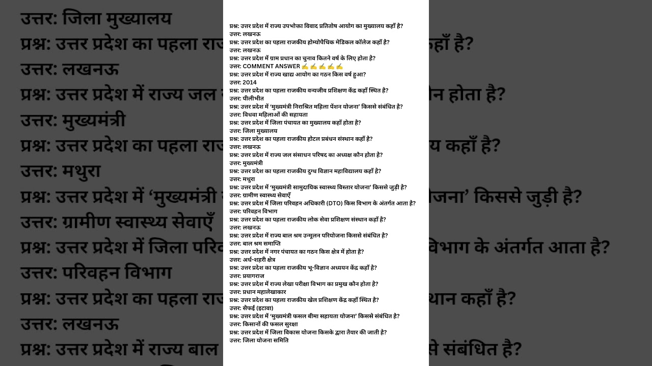 सामान्य ज्ञान | General Knowledge | Top Hindi GK/GS questions | SSC GD, MTS, RPF, CRPF | GK quiz 