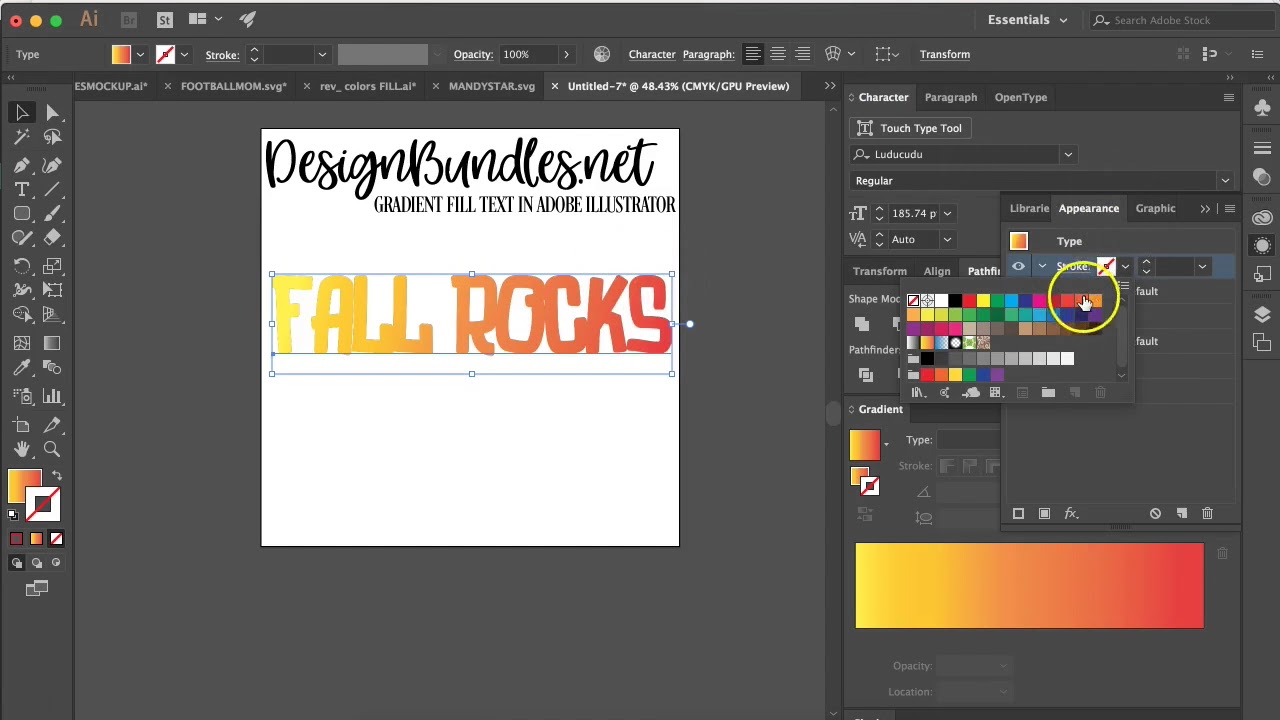 How to gradient fill text in Adobe Illustrator
