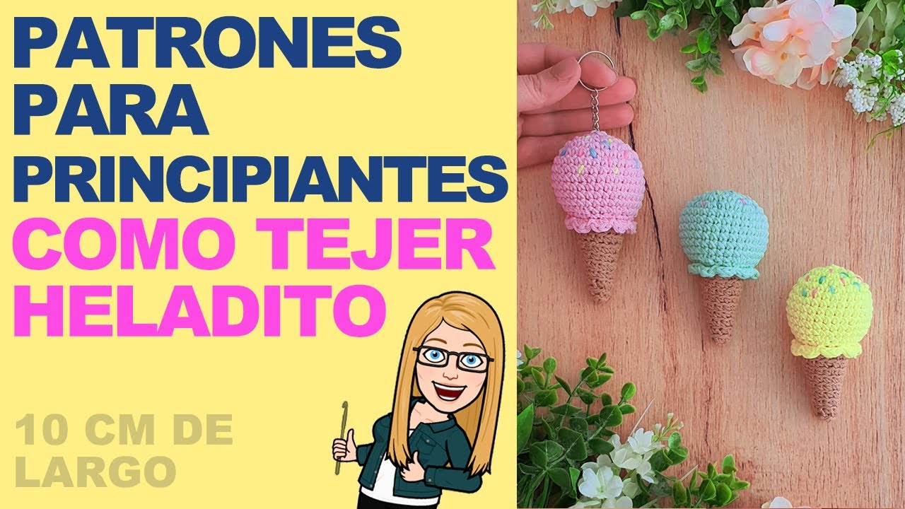 AMIGURUMI para PRINCIPIANTES: Como tejer hermoso heladito a crochet para llavero paso a paso ESPAÑOL