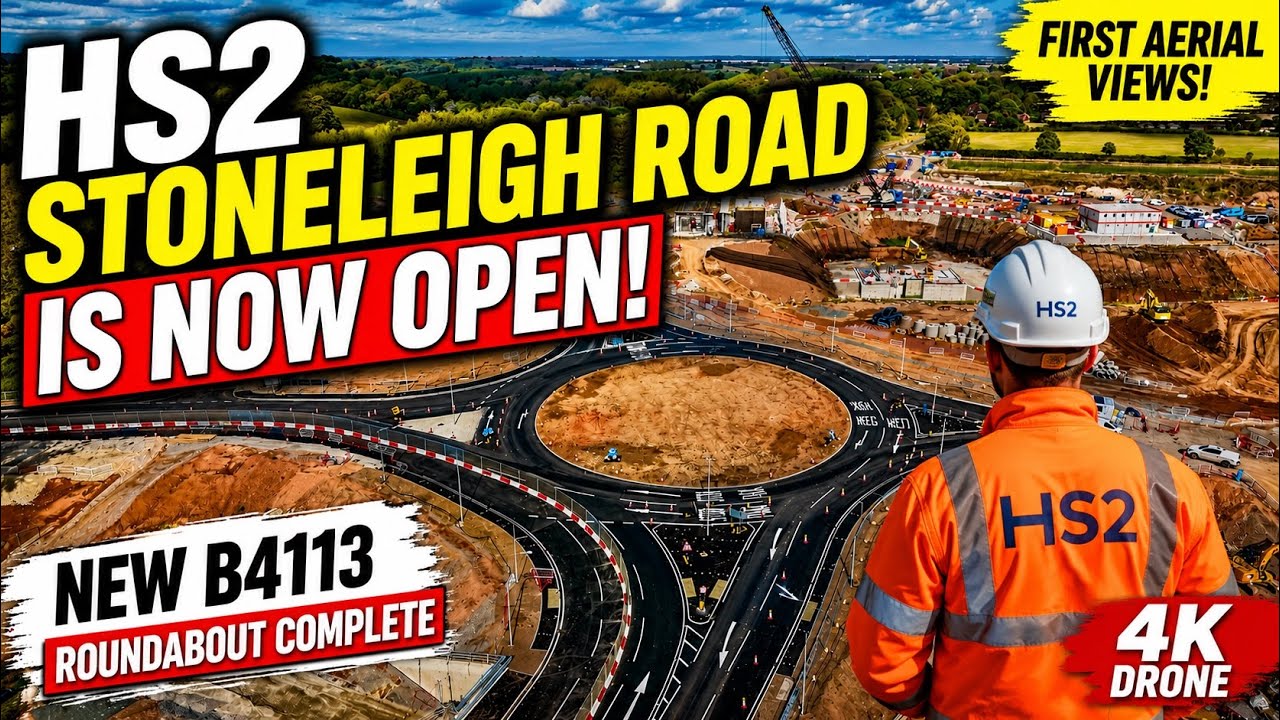 HS2 Stoneleigh Road COMPLETE & OPEN! 🚧 FIRST Aerial Views + Massive HS2 Works | 4K Drone