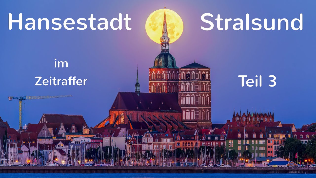 Hansestadt Stralsund im Zeitraffer mit Sundschwimmen 4K