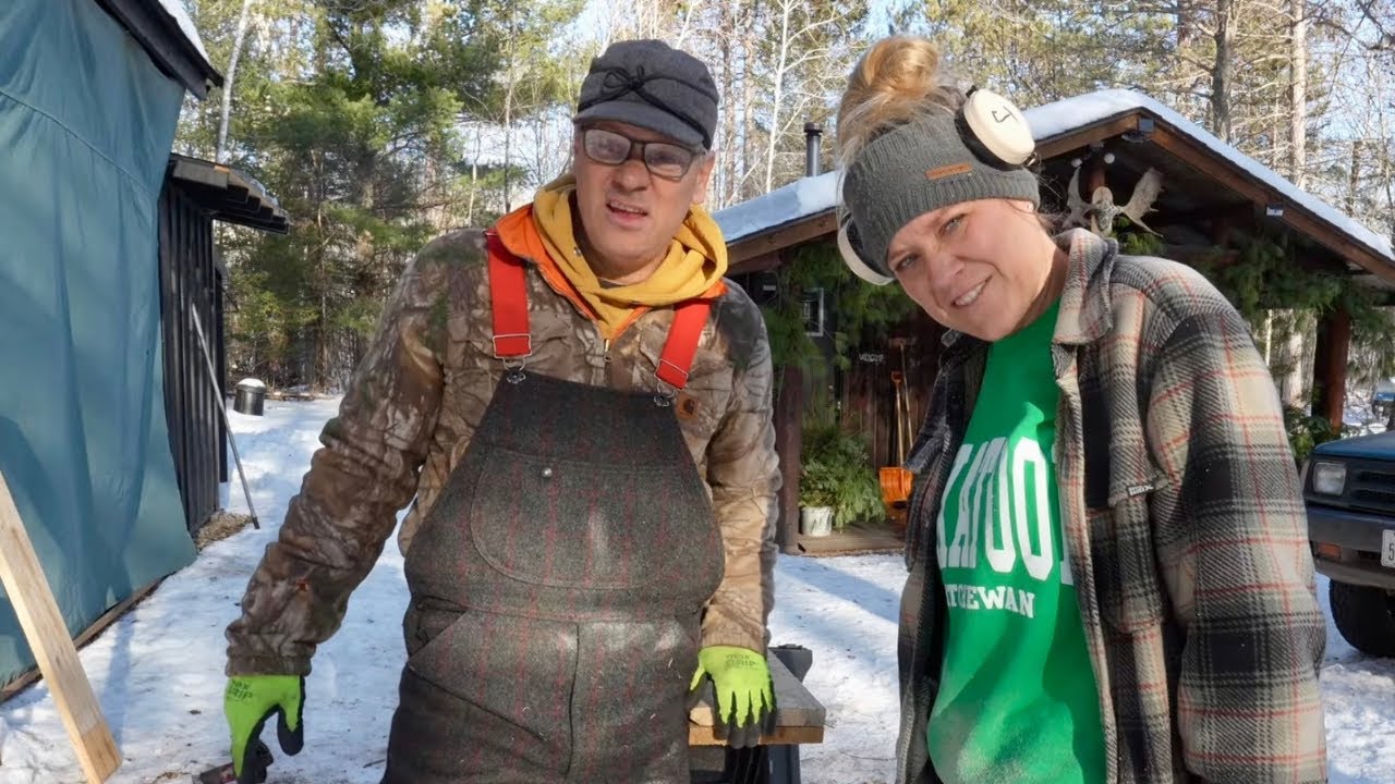 Installing a Ceiling in Our Off Grid Log Cabin… But Something Was Living in the Wall!! 