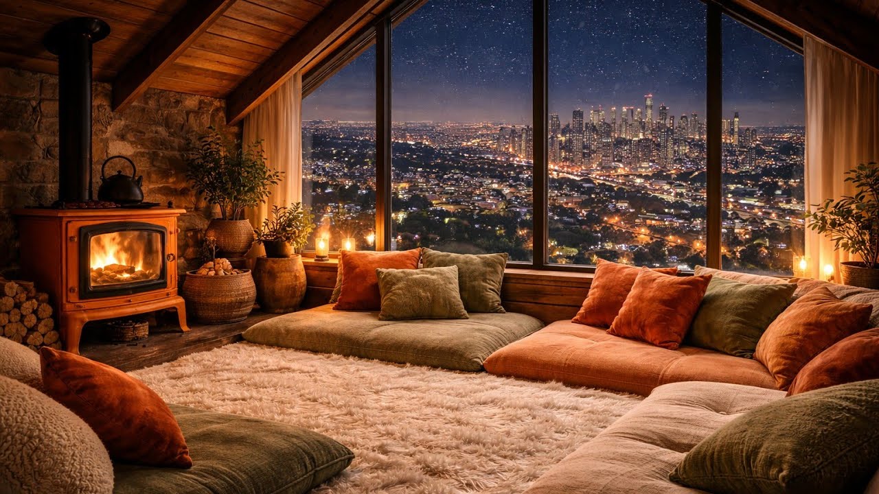 Smooth Jazz in a Cozy Atmosphere  🔥 Crackling Fireplace Ambience