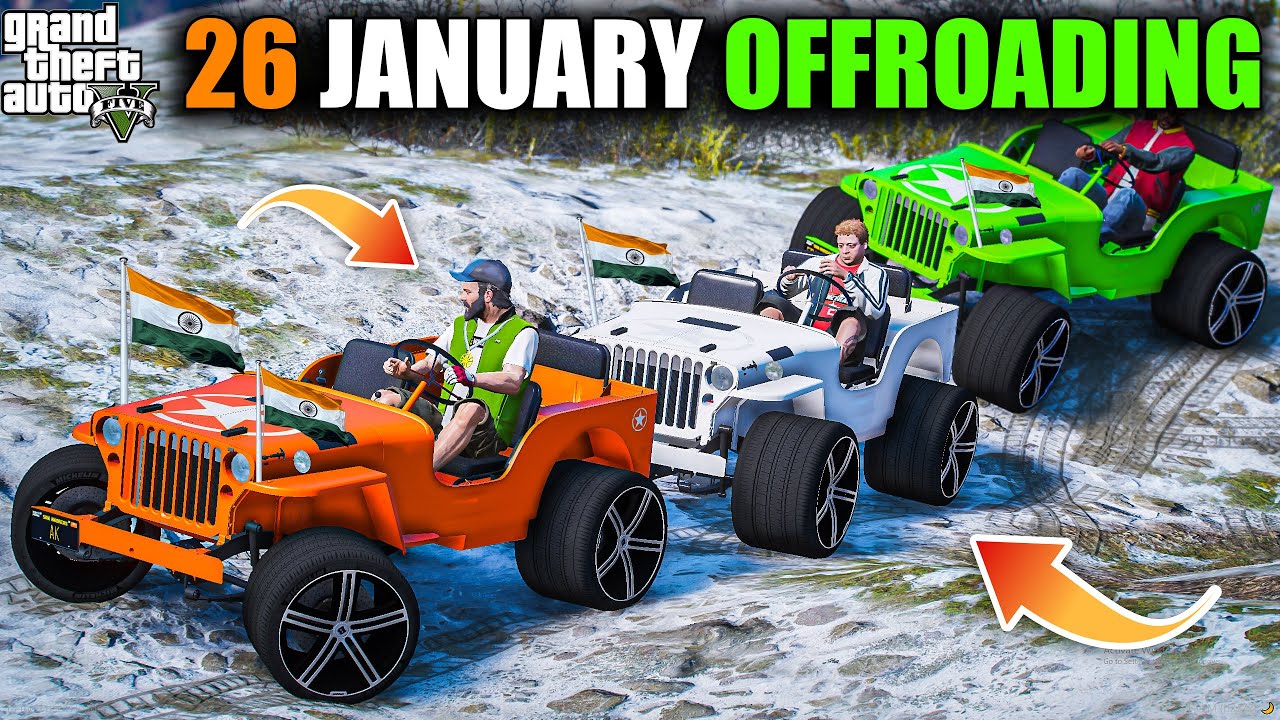 GTA 5 : 26 JANUARY SPECIAL OFFROADING WITH LANDI JEEP WITH JIMMY AND FRANKLIN OMG!