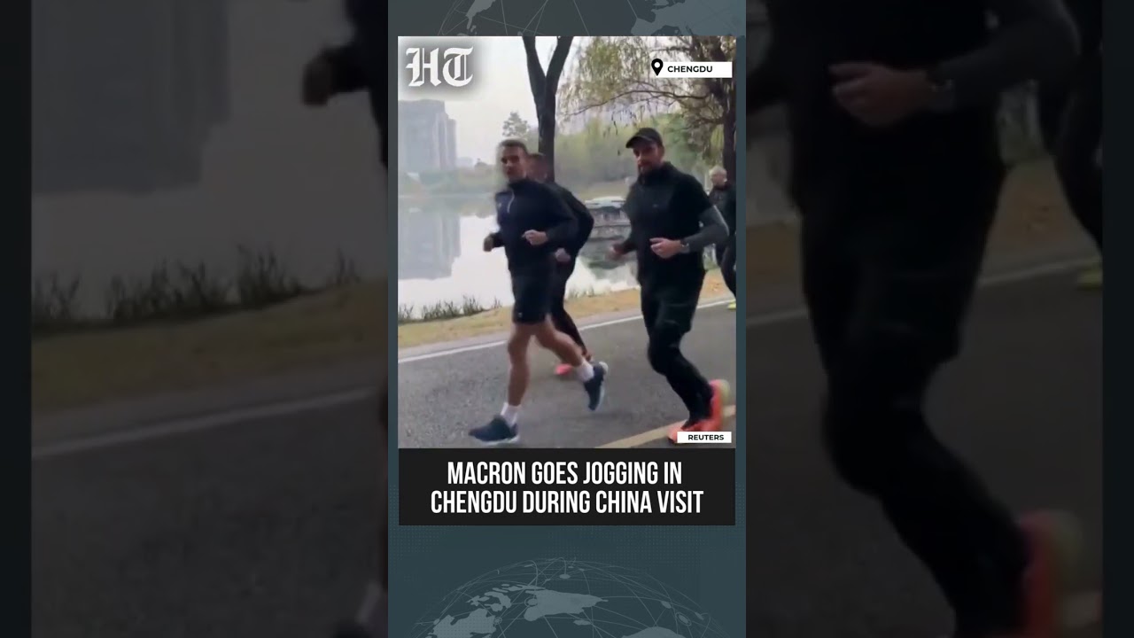 French President Emmanuel Macron Goes Jogging In Chengdu During His China Visit | #shorts