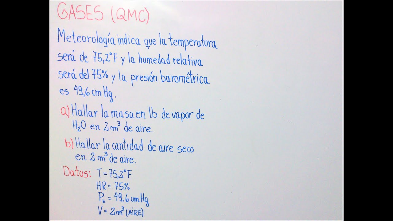 gases (mezcla de gas húmedo y gas seco) prob. de examen resuelto