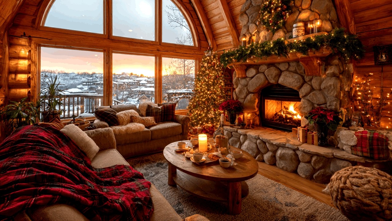 Christmas Fireplace Jazz for Relaxing Study Work or Deep Sleep