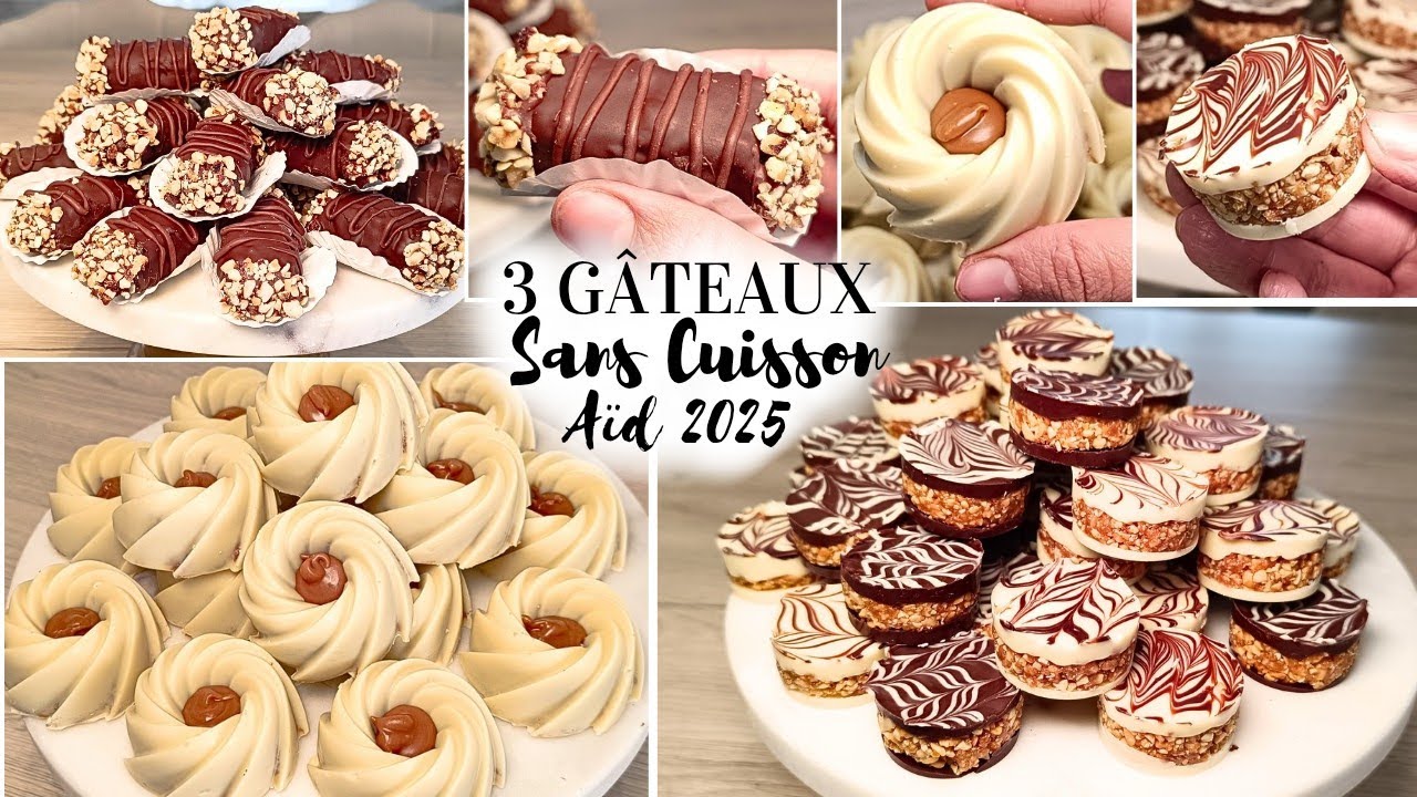 3 RECETTES DE GÂTEAUX SANS CUISSON , POUR L'AÏD EL-FITR 🕌🤲🏻#aid #gâteau #cookingbynissou