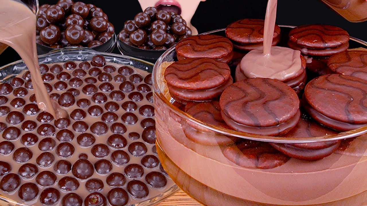 ASMR MALTESERS CHOCOLATE MILK KITKAT MAGNUM ICE CREAM NUTELLA DESSERT MUKBANG몰티져스 먹방咀嚼音EATING SOUNDS