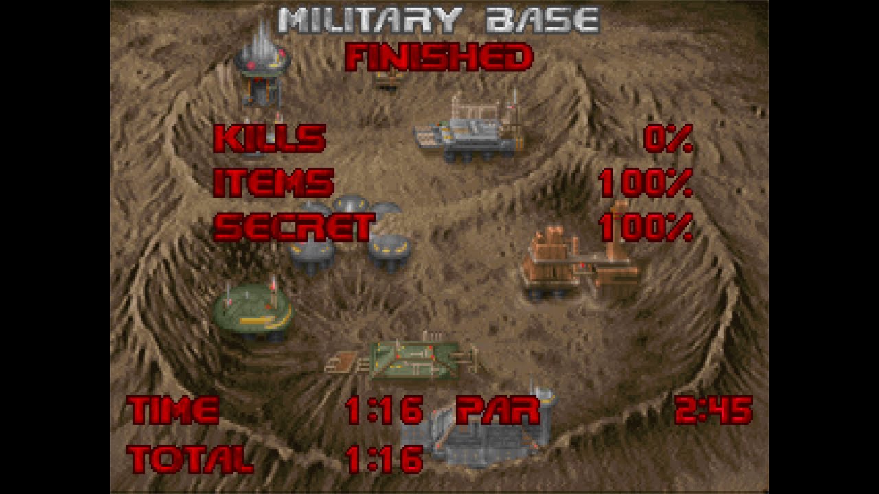Doom level E1M9, Military Base: Official Secrets & Items